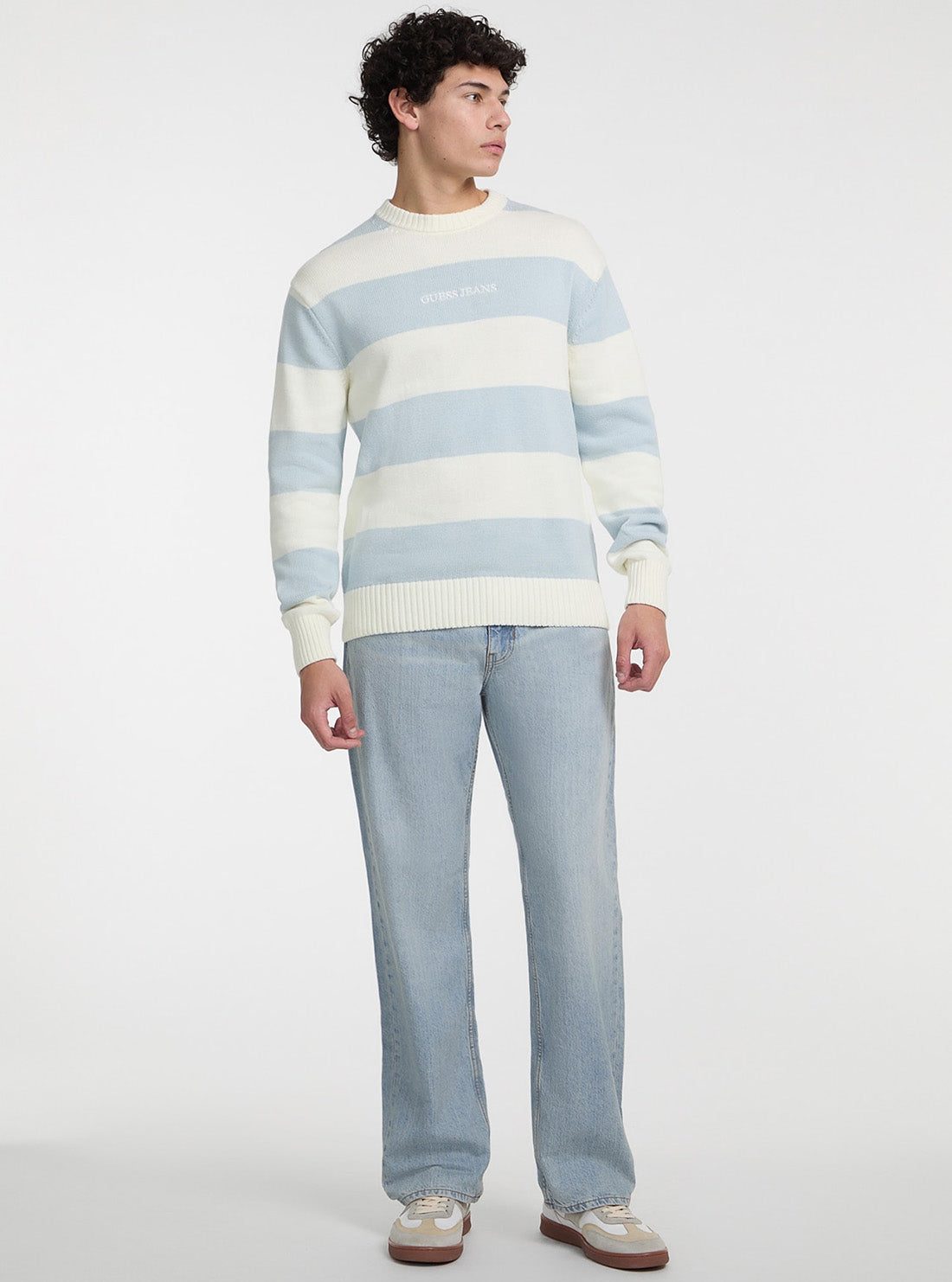 Guess Jeans Blue Striped Sweater M4BR37Z3HM1 Full View