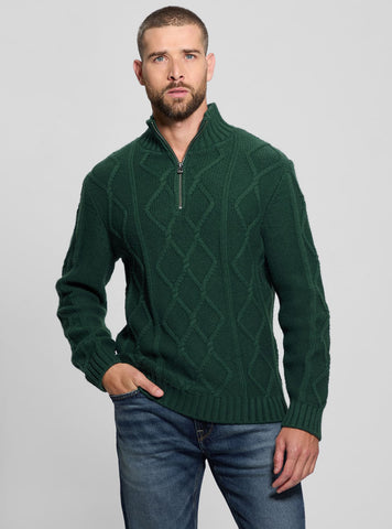 Green Diamond Cable Knit Jumper