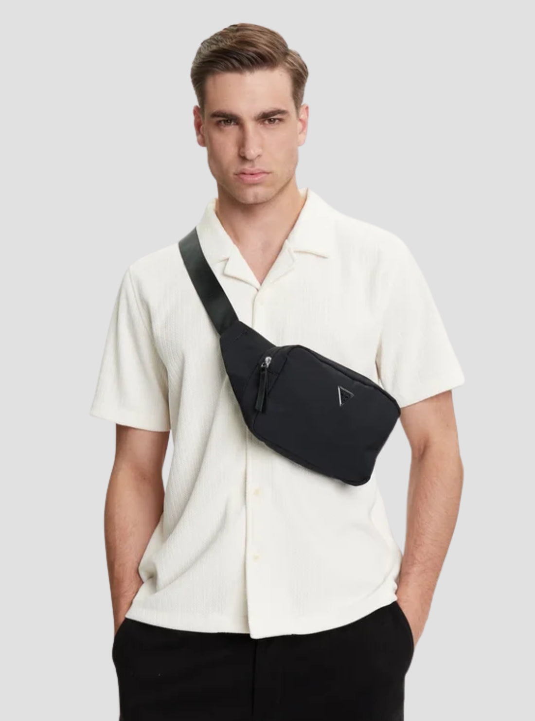 GUESS Mens Black Pouch Bag M4BZ24WGJP2 Model View