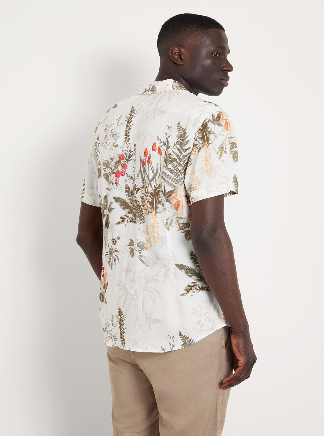 Eco Beige Floral Print Short Sleeve Shirt