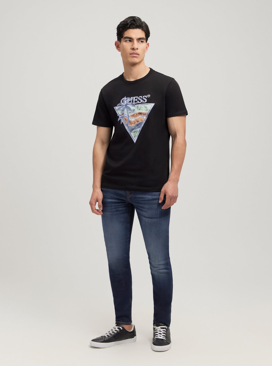 GUESS Eco Black Summer Triangle T-Shirt full view