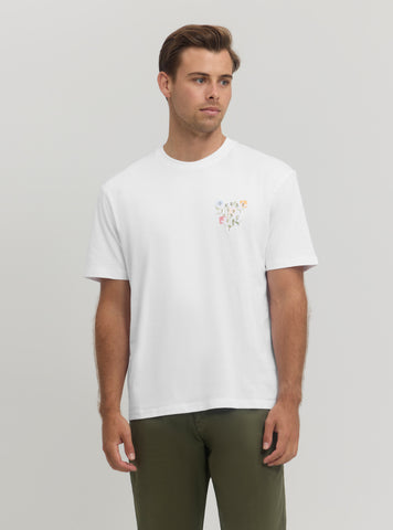 Eco White Abstract Flower Logo T-Shirt