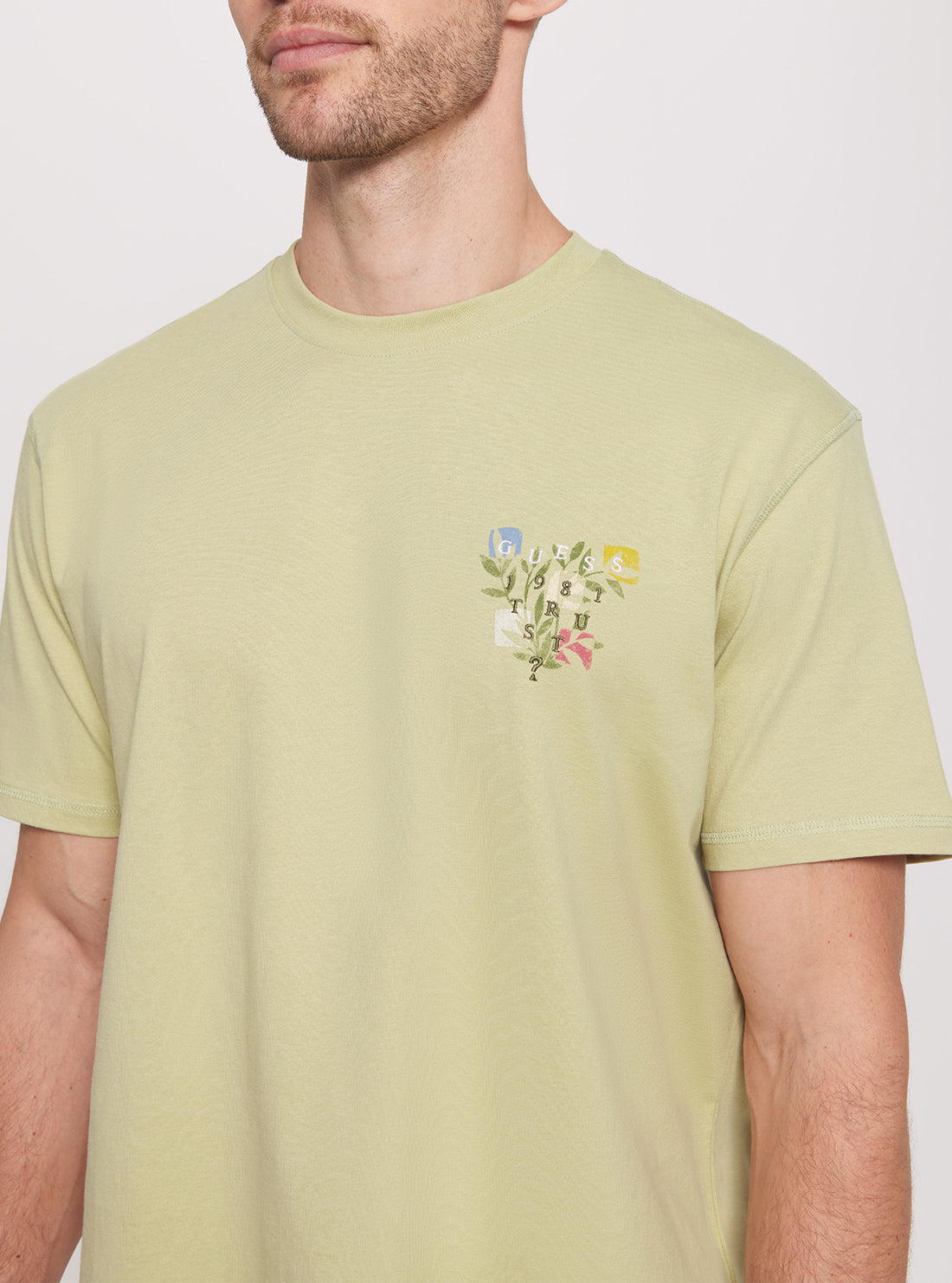 Green Abstract Flower Logo T-Shirt  detail view