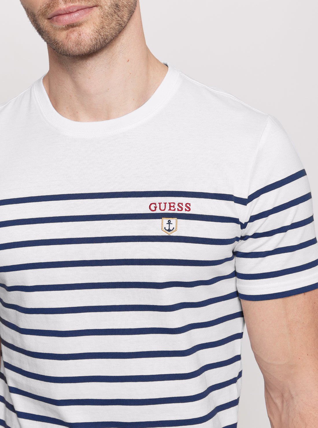 Guess striped shirt blue best sale