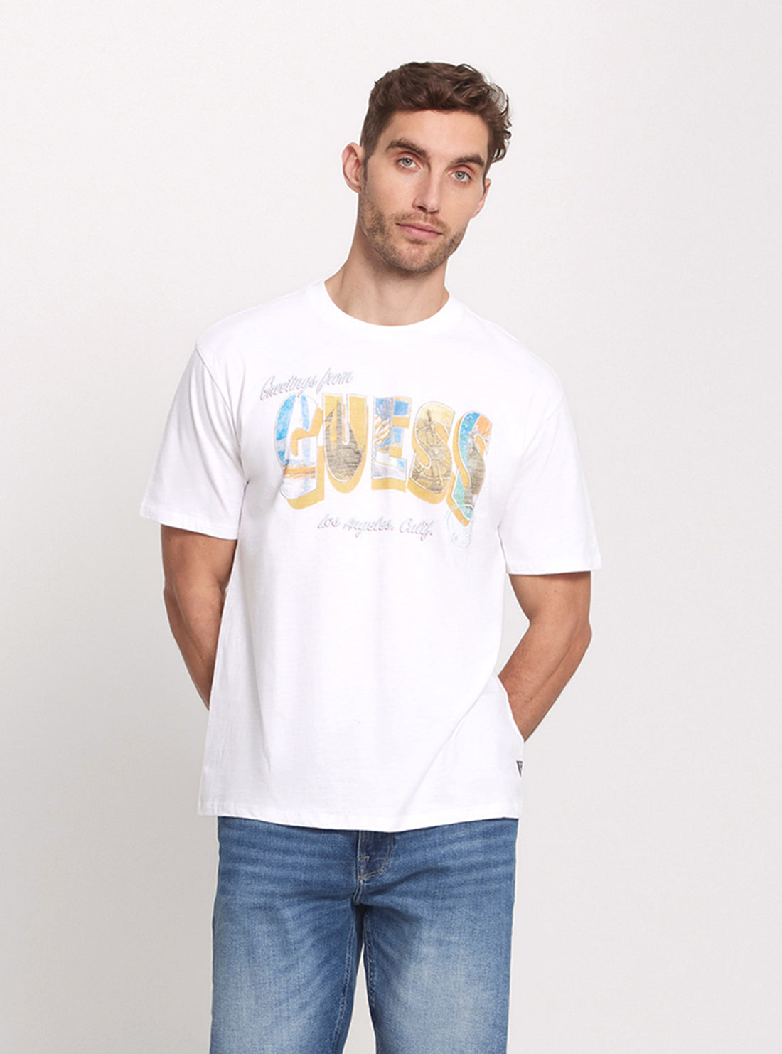 GUESS Eco White Logo Postcard T-Shirt