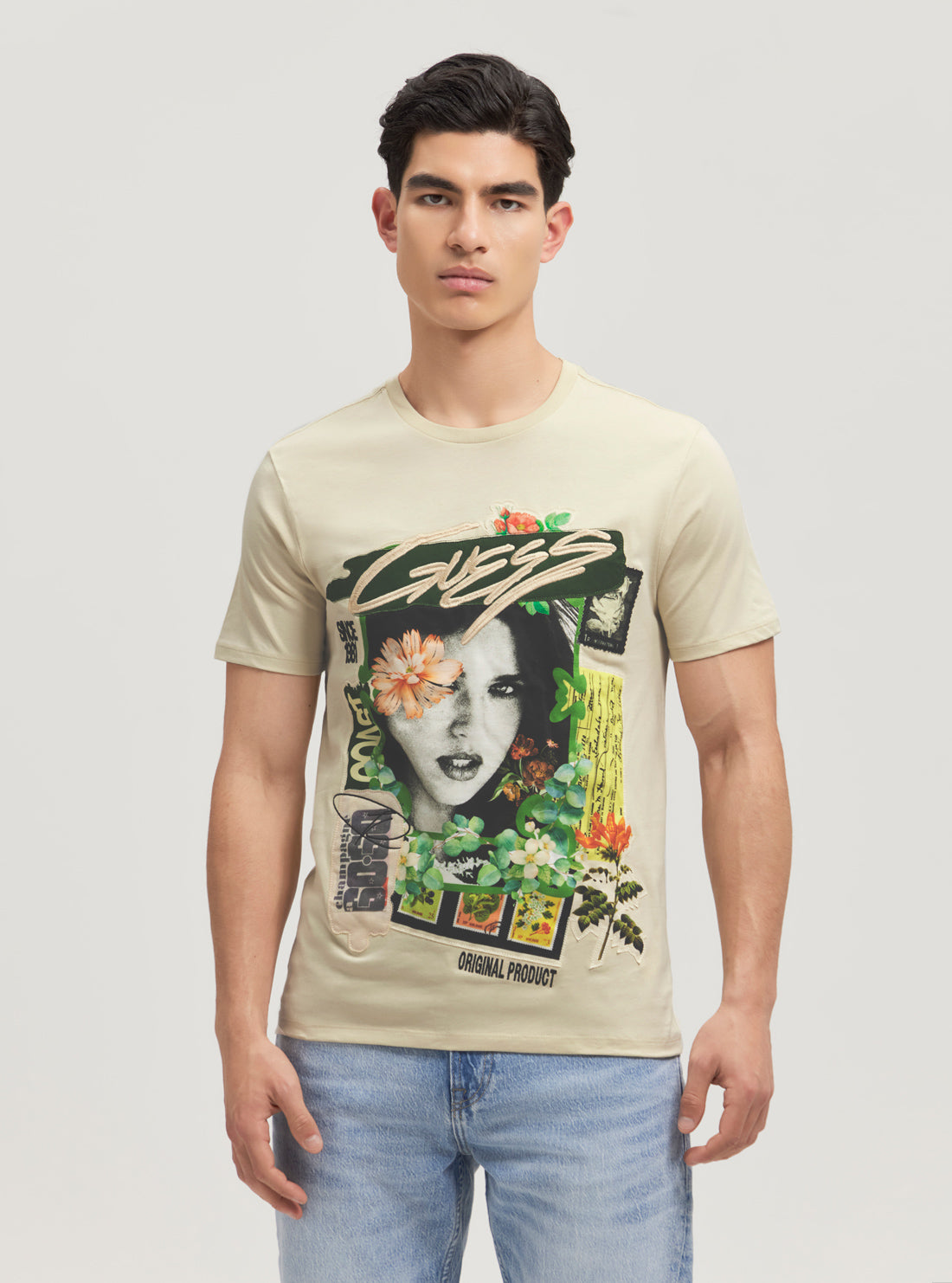 Eco Beige Botanical Collage T-Shirt