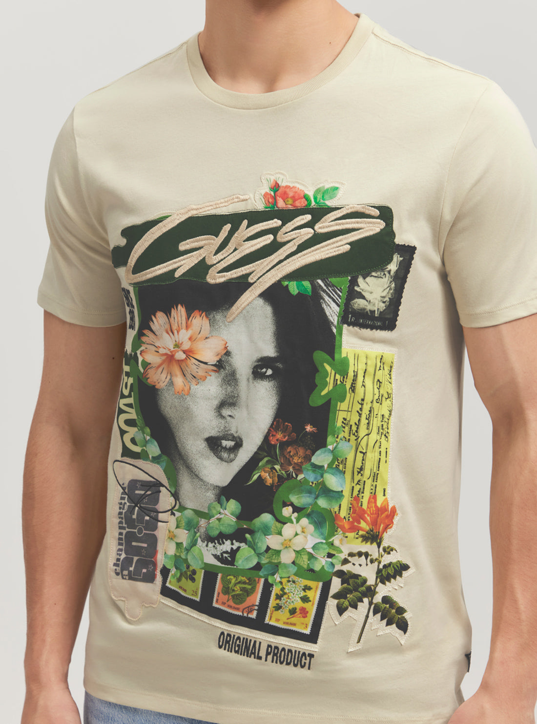 Eco Beige Botanical Collage T-Shirt