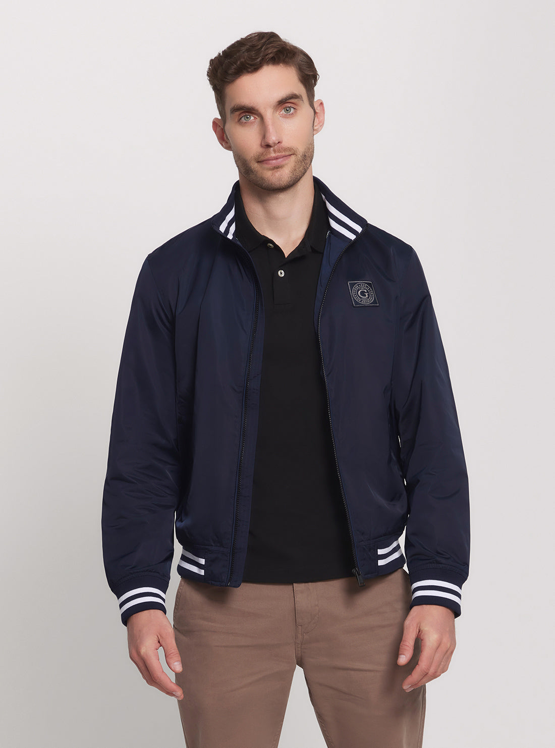 GUESS Navy Casual Bomber Jacket front view