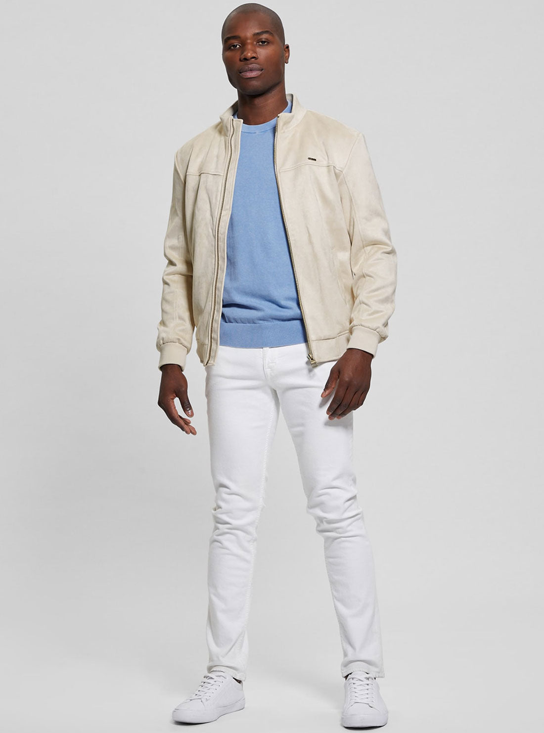 GUESS Cream Soft Suede Jacket full view