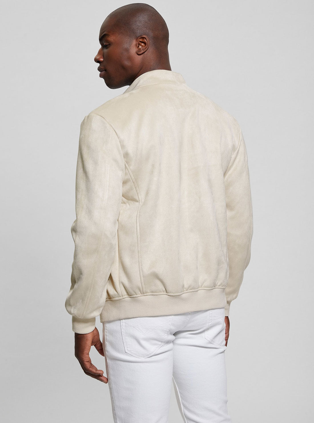 GUESS Cream Soft Suede Jacket back view