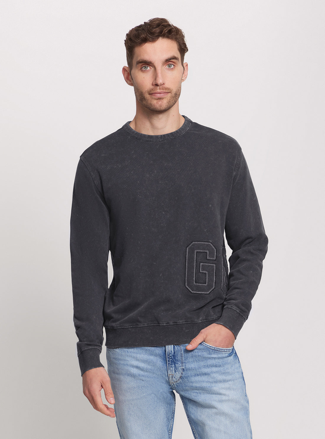 GUESS Eco Black Logo Jumper front view