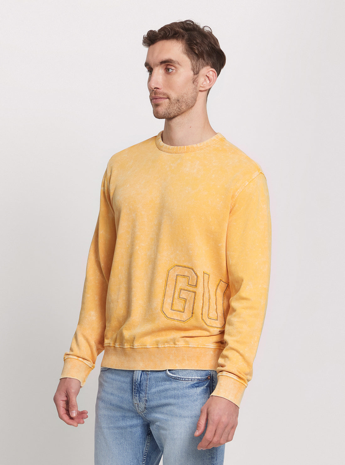 GUESS Eco Yellow Logo Jumper side view