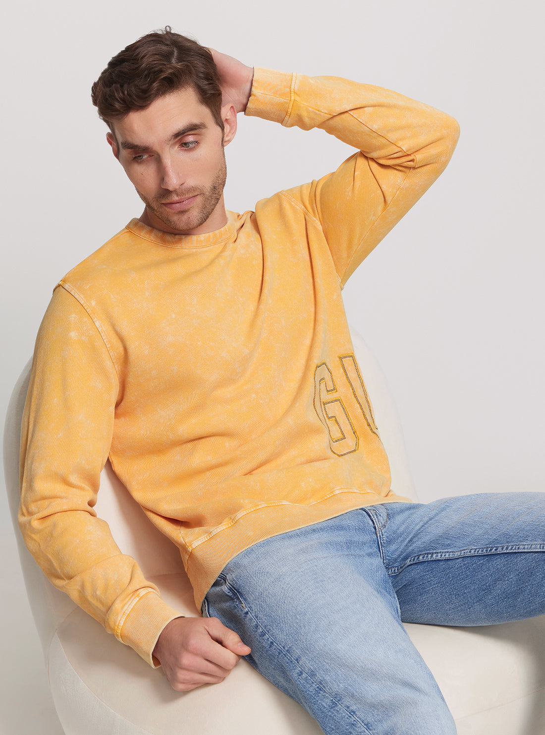 GUESS Eco Yellow Logo Jumper full view