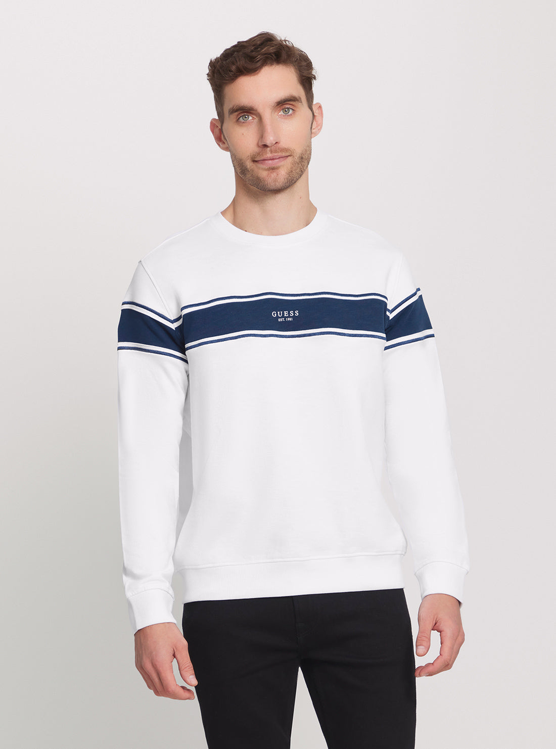 GUESS Eco Inserted Stripe Jumper front view