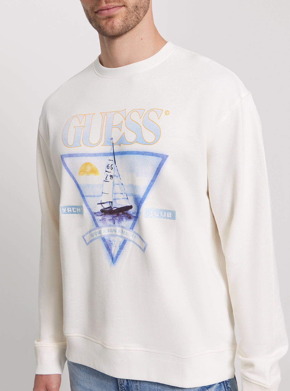 GUESS Eco White Terry Jumper detail view