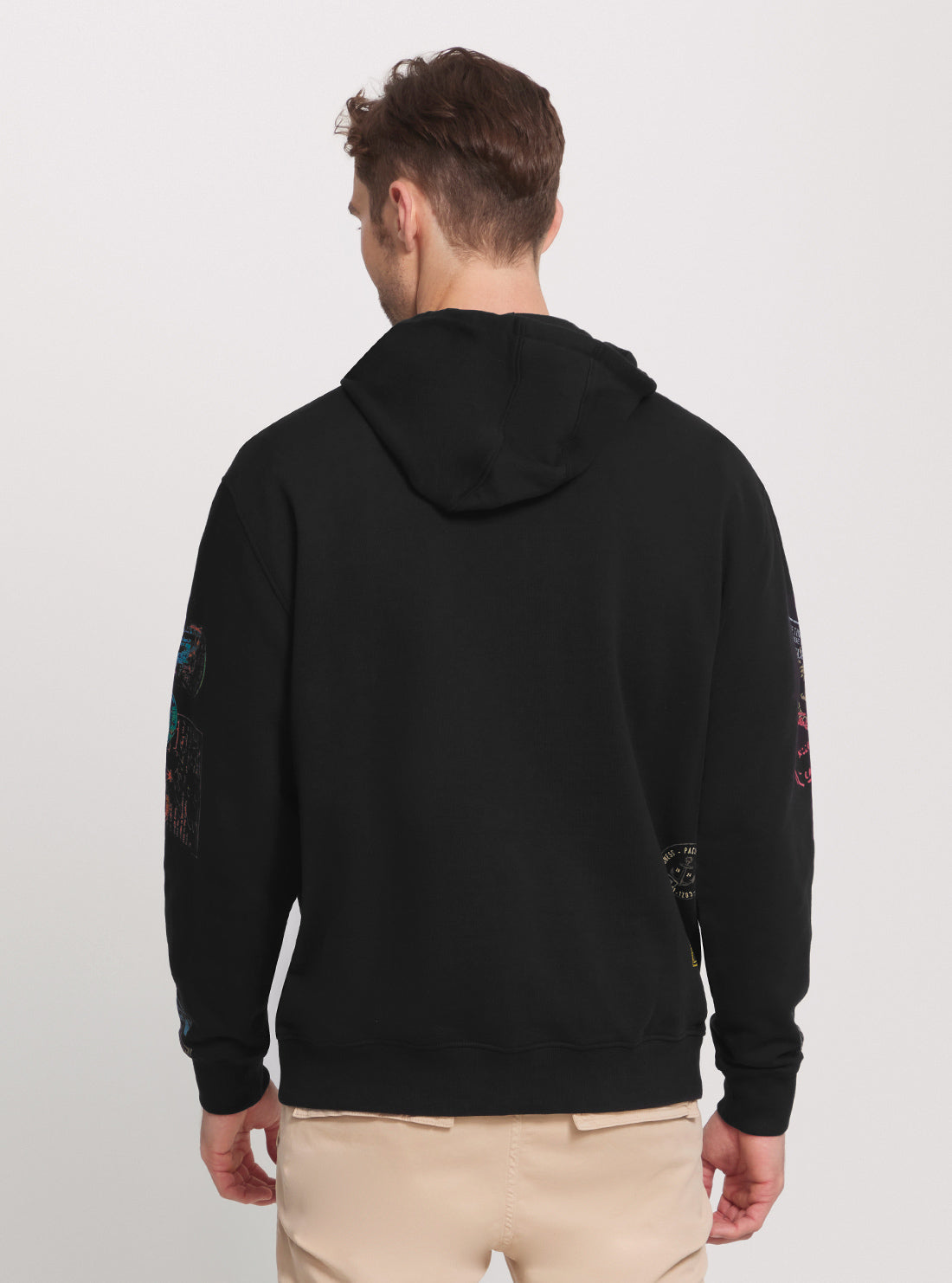 Eco Black World Stamps Hoodie Jumper back view