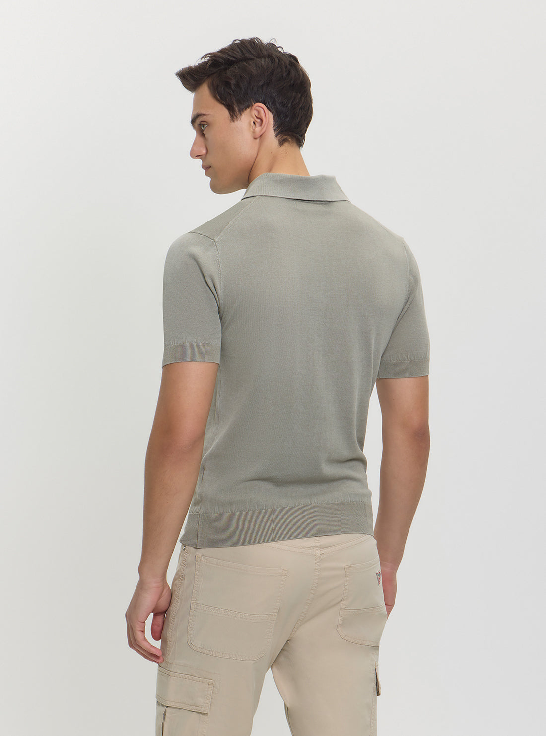 GUESS Mens Green Cree Polo Shirt Knitted Sweater M4GR07Z3DN1 Back View