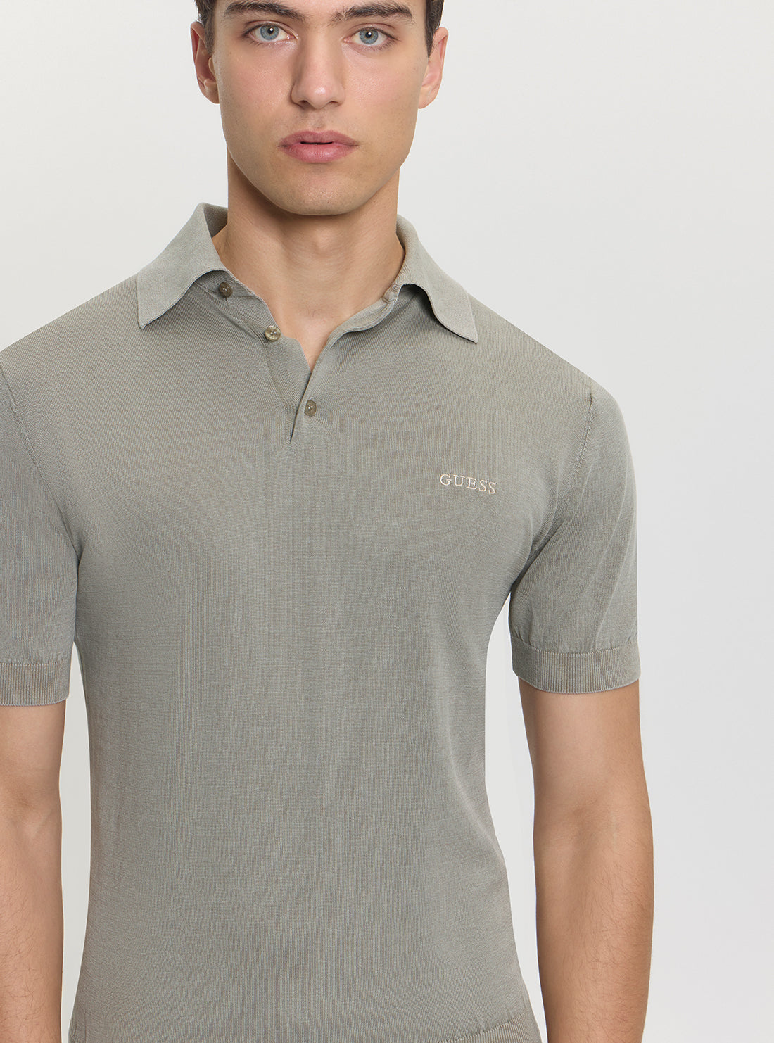 GUESS Mens Green Cree Polo Shirt Knitted Sweater M4GR07Z3DN1 Detail View_2