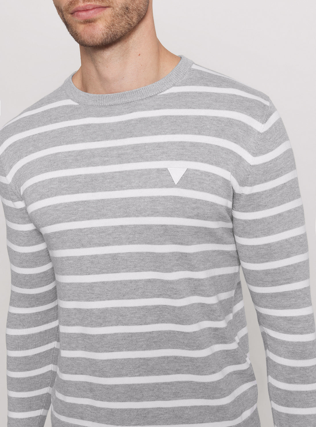 GUESS Grey Striped Long Sleeve Knit Top detail view