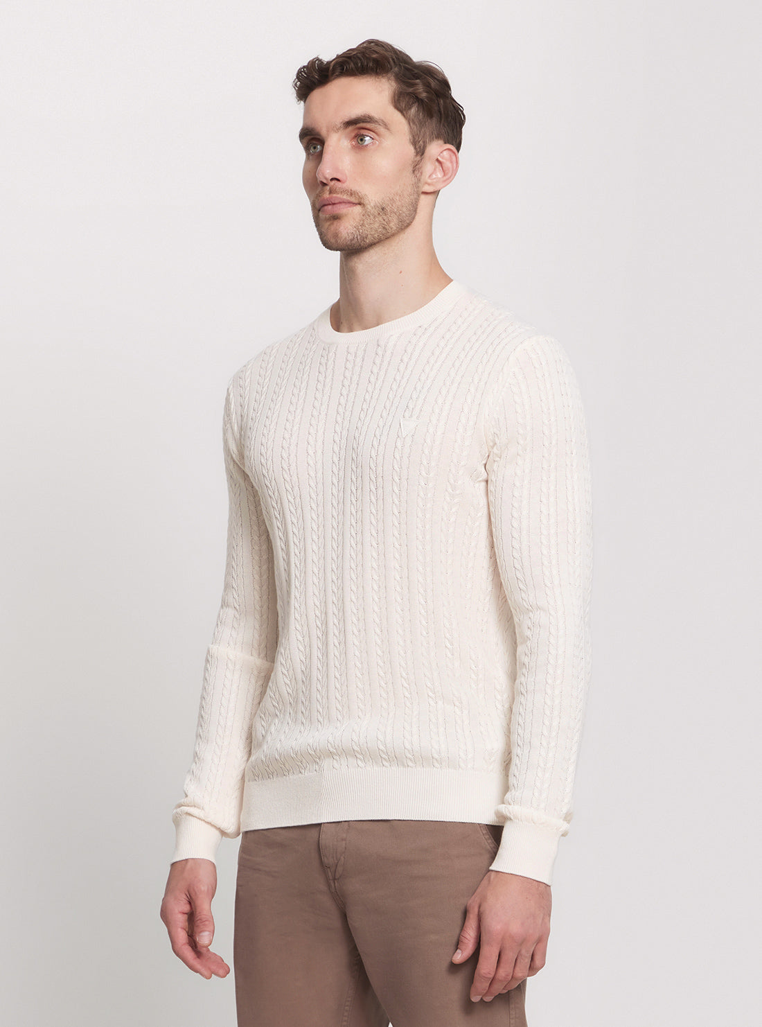 Eco White Cable Stitch Knit Jumper