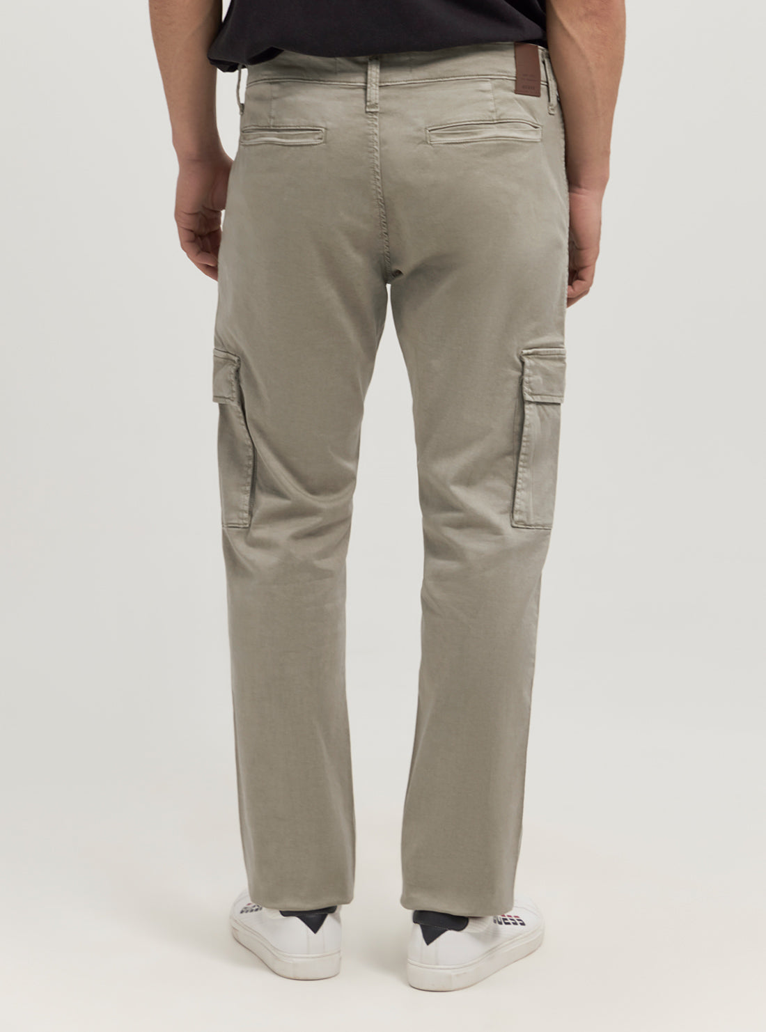 Khaki Sateen Coated Cargo Pants