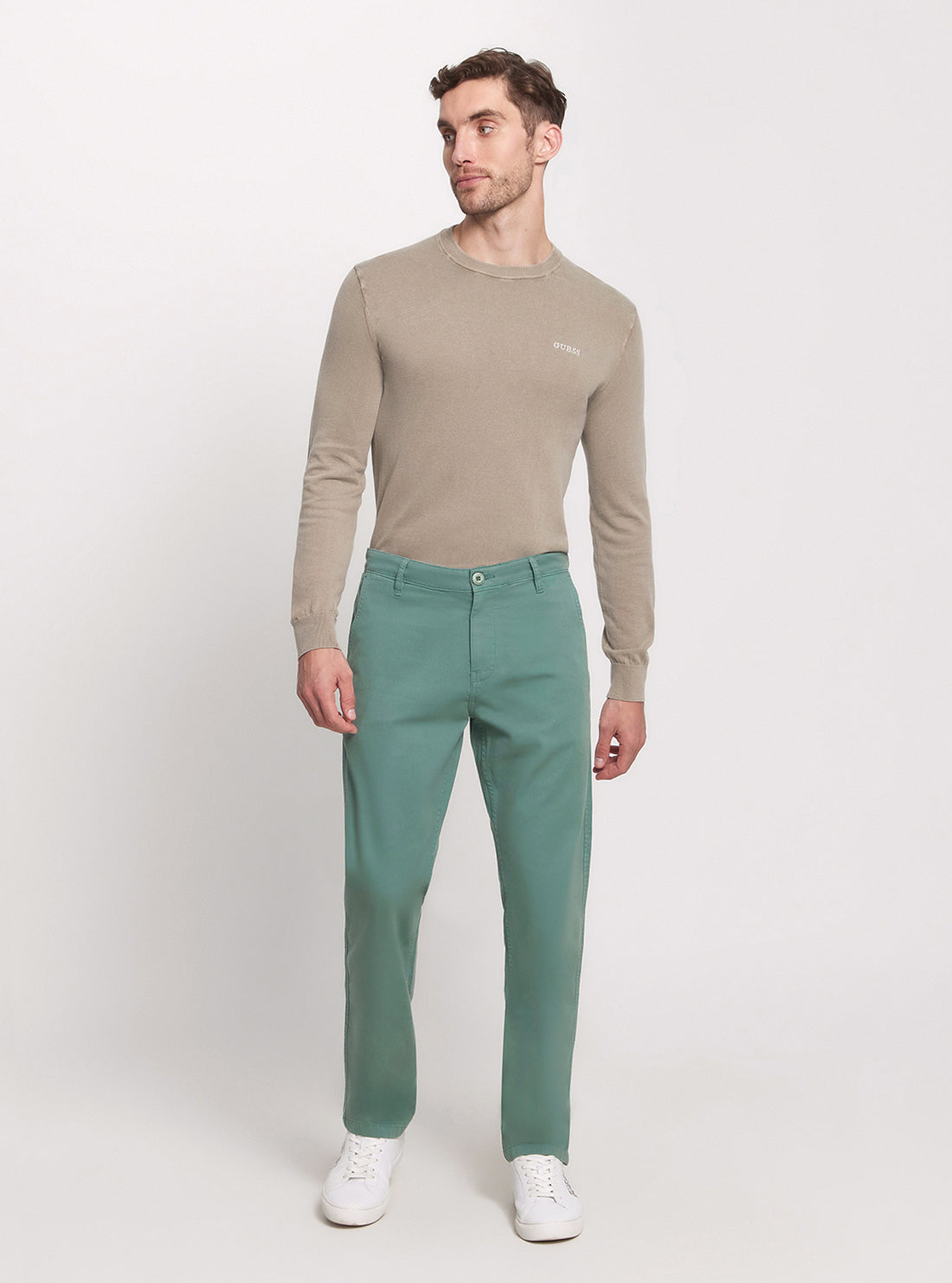 GUESS Green Mid-Rise Angels Chino Pants full view