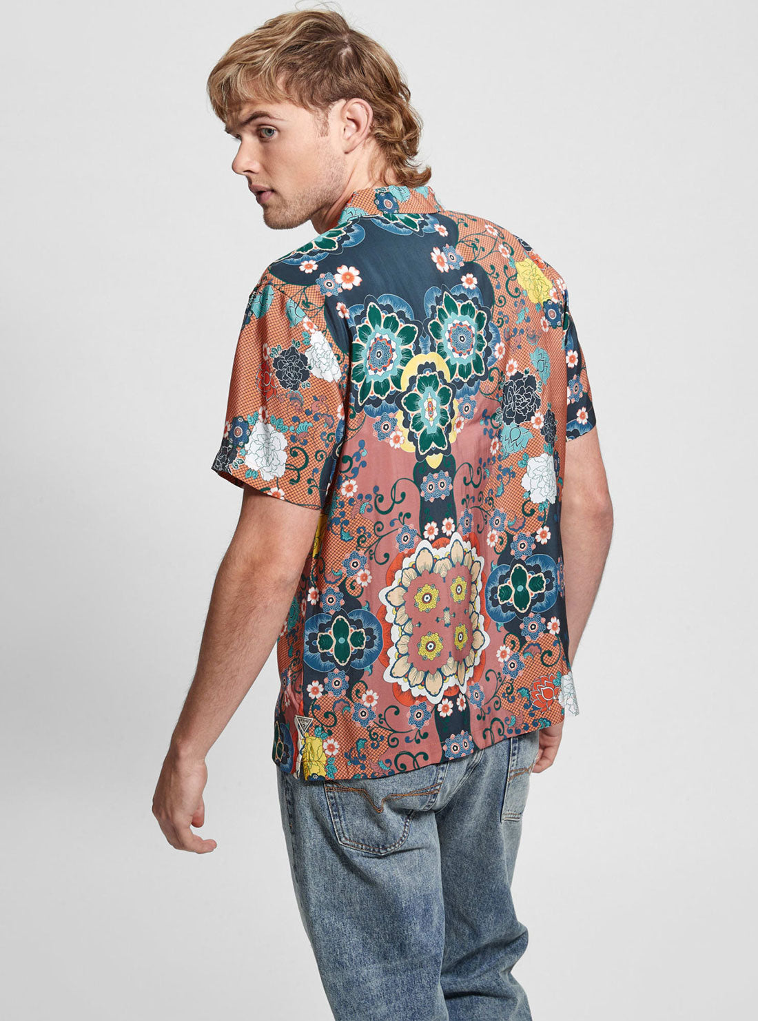 Eco Brown Floral Short Sleeve Blooms Shirt