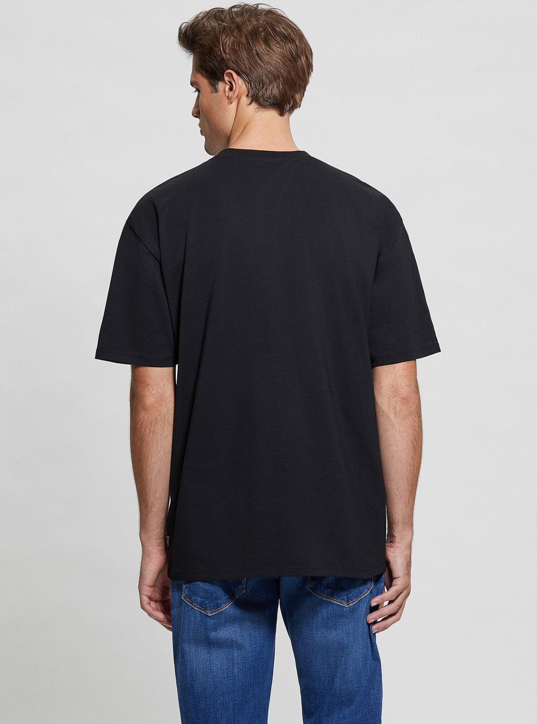Black Dragon Triangle Logo T-Shirt | GUESS Men's Apparel | Back view