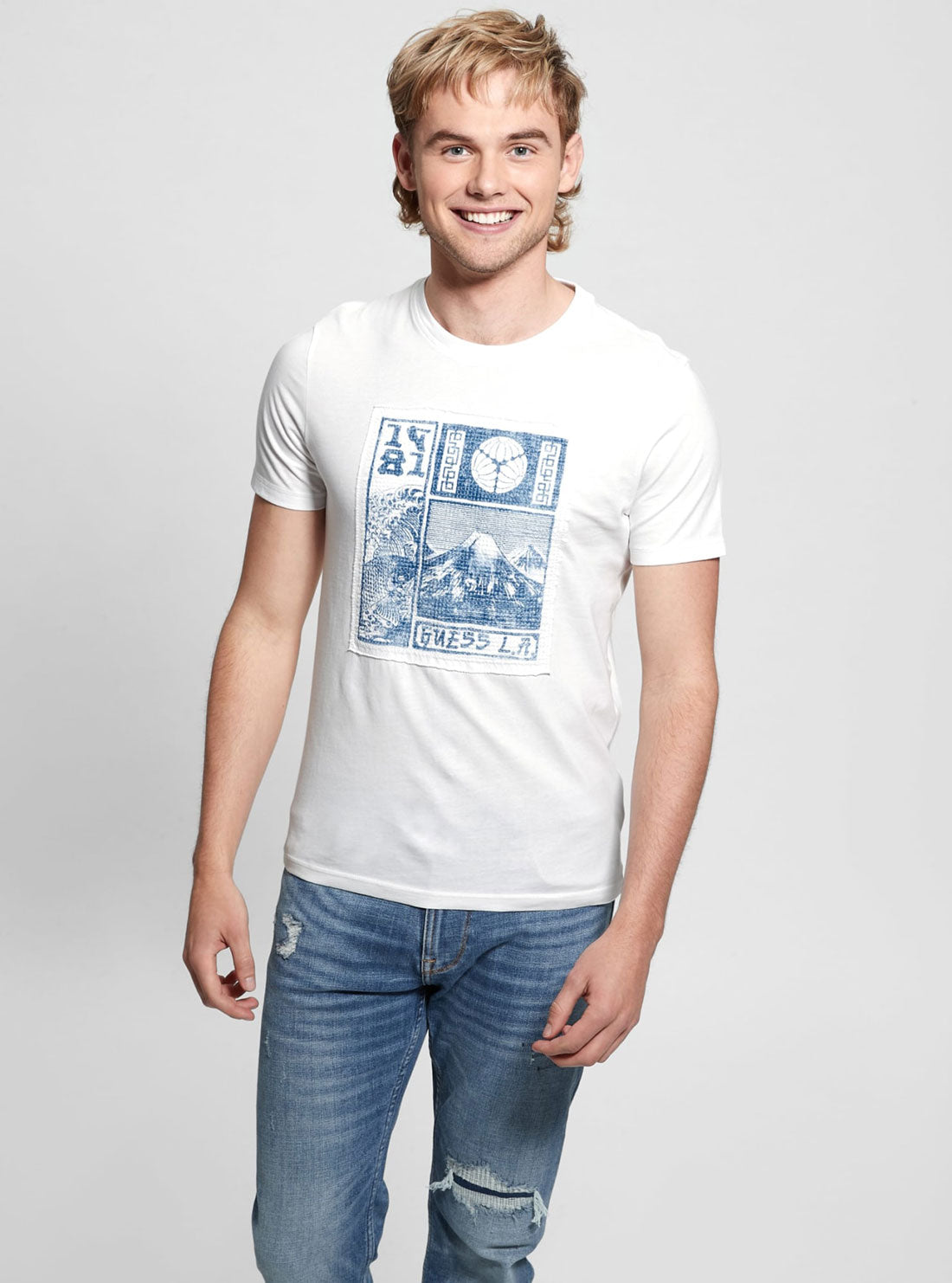 GUESS Eco White Patch and Embro T-Shirt front view