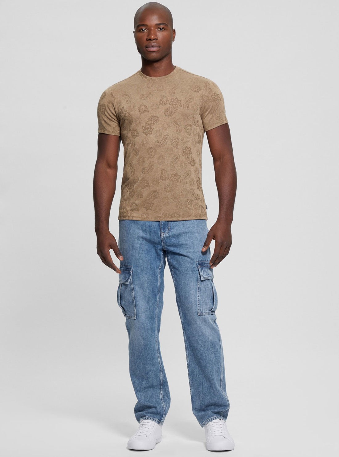 GUESS Beige Granada Jacquard Knit T-Shirt full view
