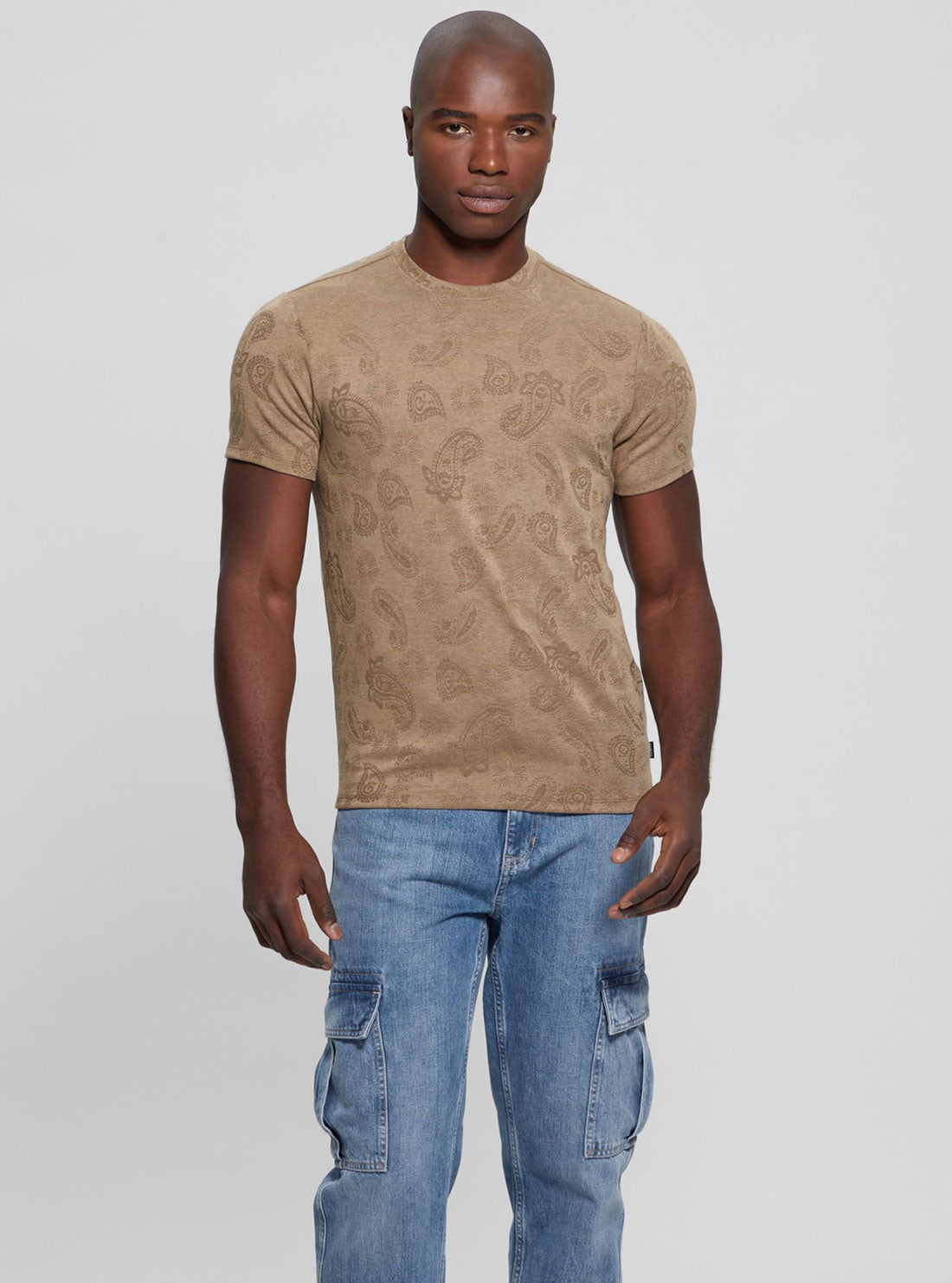 GUESS Beige Granada Jacquard Knit T-Shirt full view