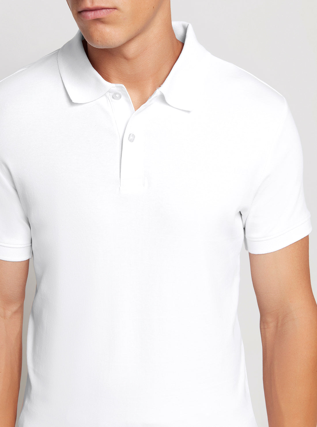GUESS White Nolan Polo T-Shirt detail view