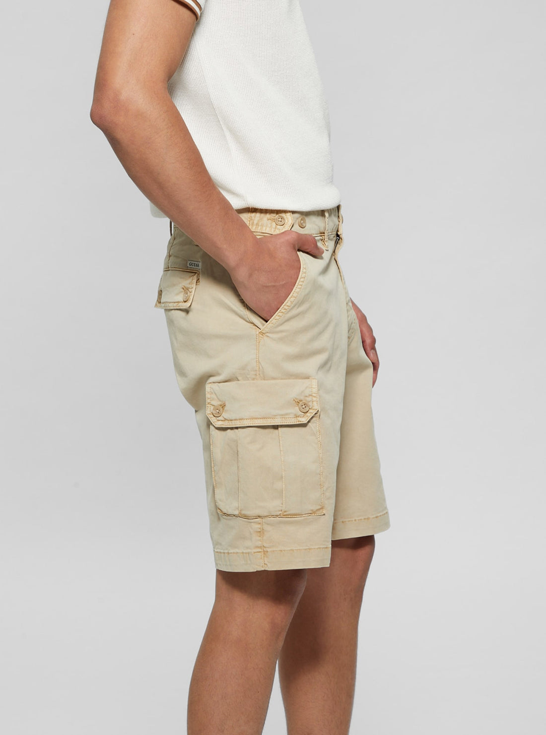 Beige Soft Twill Cargo Shorts