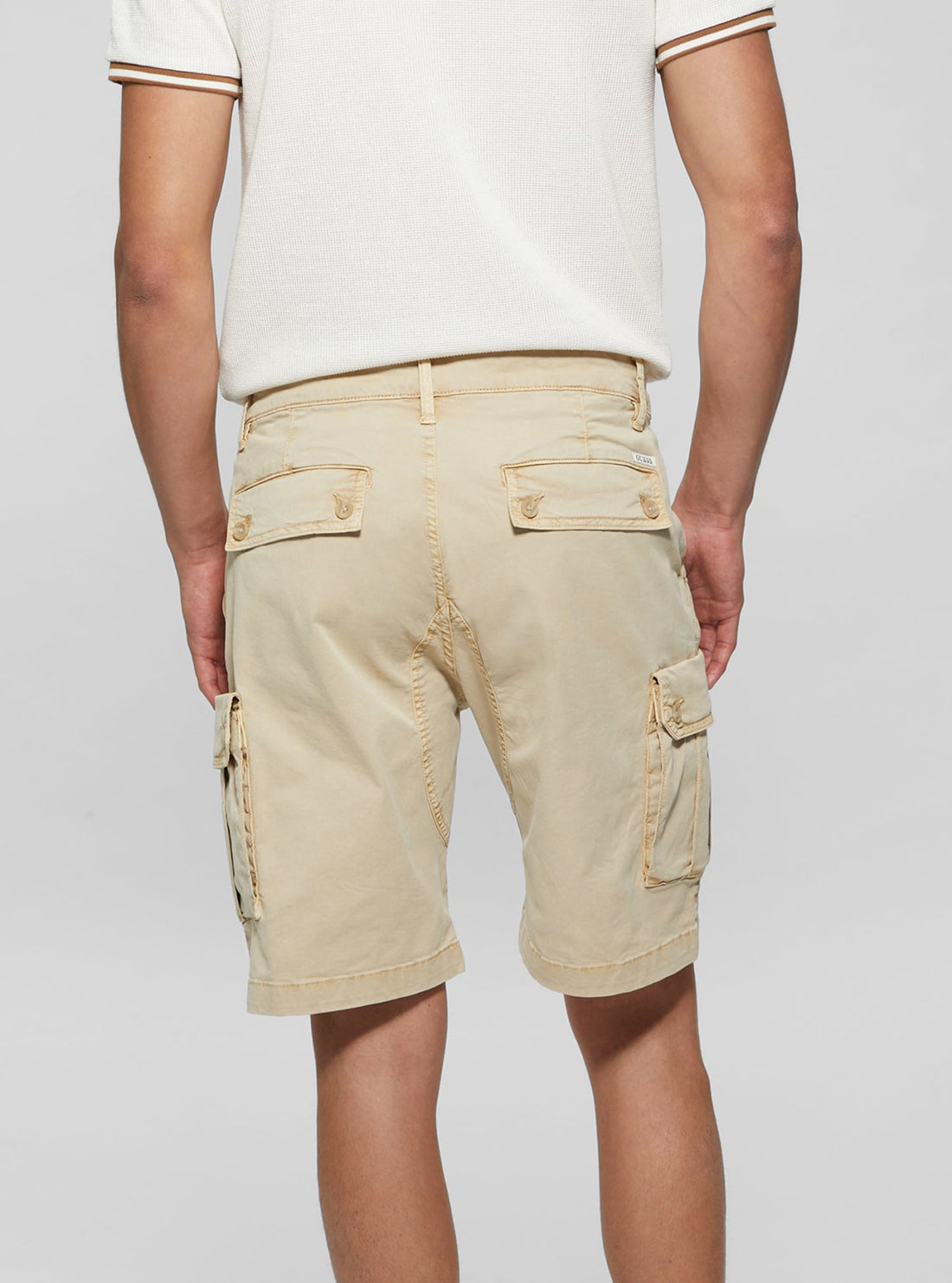 Beige Soft Twill Cargo Shorts