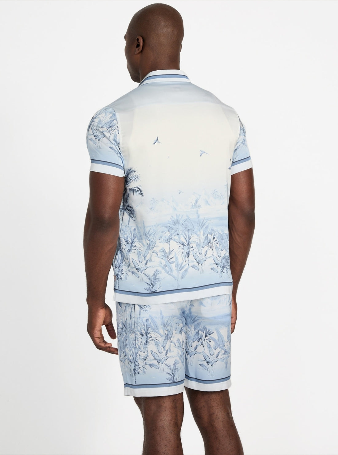 GUESS Mens Blue Charm Big Cat Graphic Shirt M4YH39WF1T2 Back View