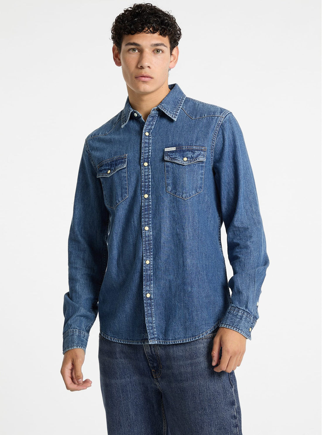 Guess Jeans Slim Long Sleeve Denim Shirt – GUESS - Main Image