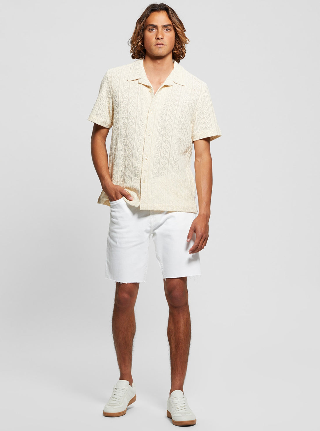 Beige Island Crochet Shirt