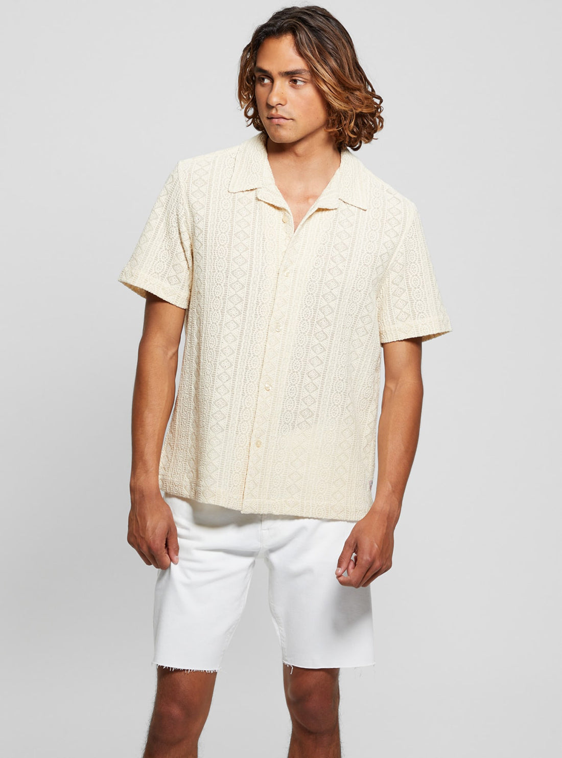 Beige Island Crochet Shirt