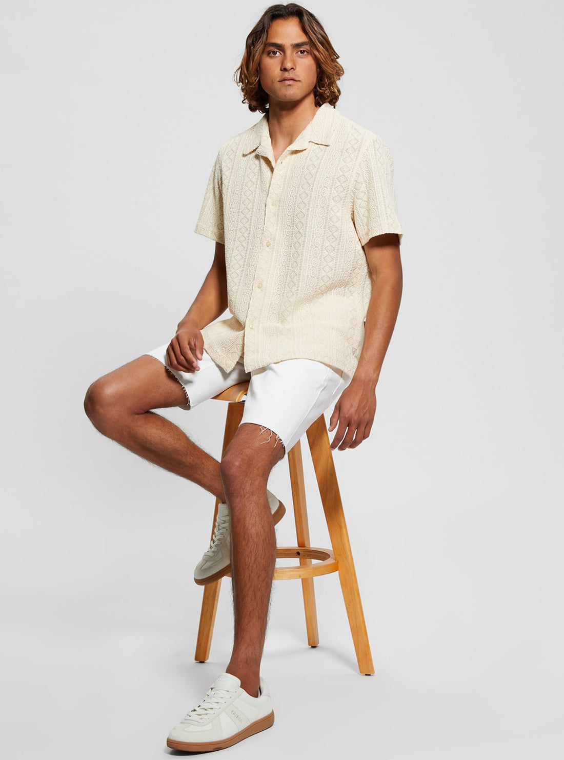 Beige Island Crochet Shirt