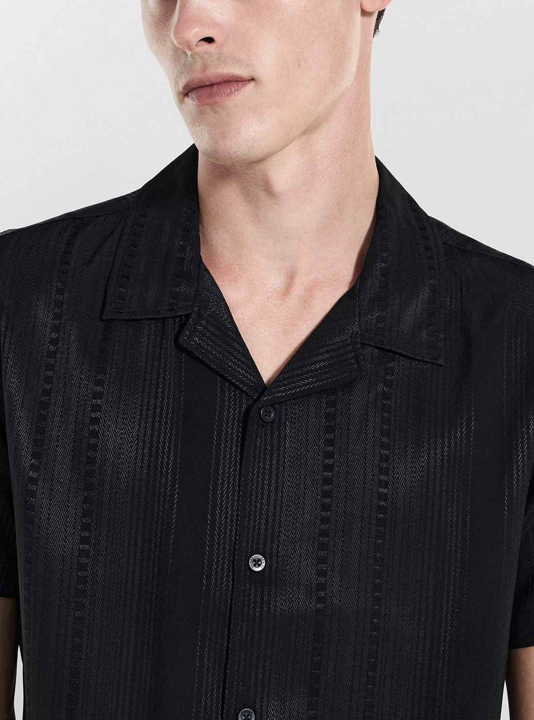 GUESS Mens Black Roma Stripe Shirt M4YH93WGT40 Detail View