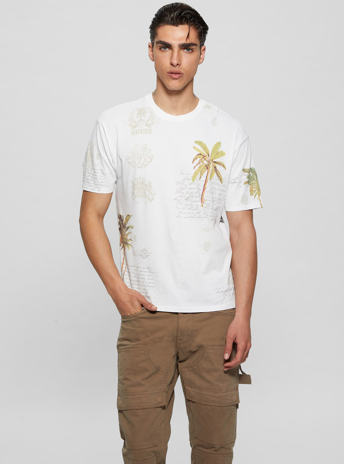 Eco White Palm Collage T-Shirt