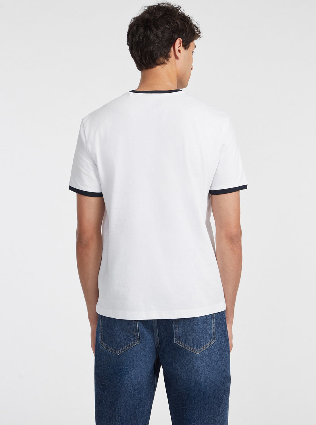 Guess Jeans White Black Trim T-Shirt back view