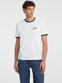 Guess Jeans White Black Trim T-Shirt front view