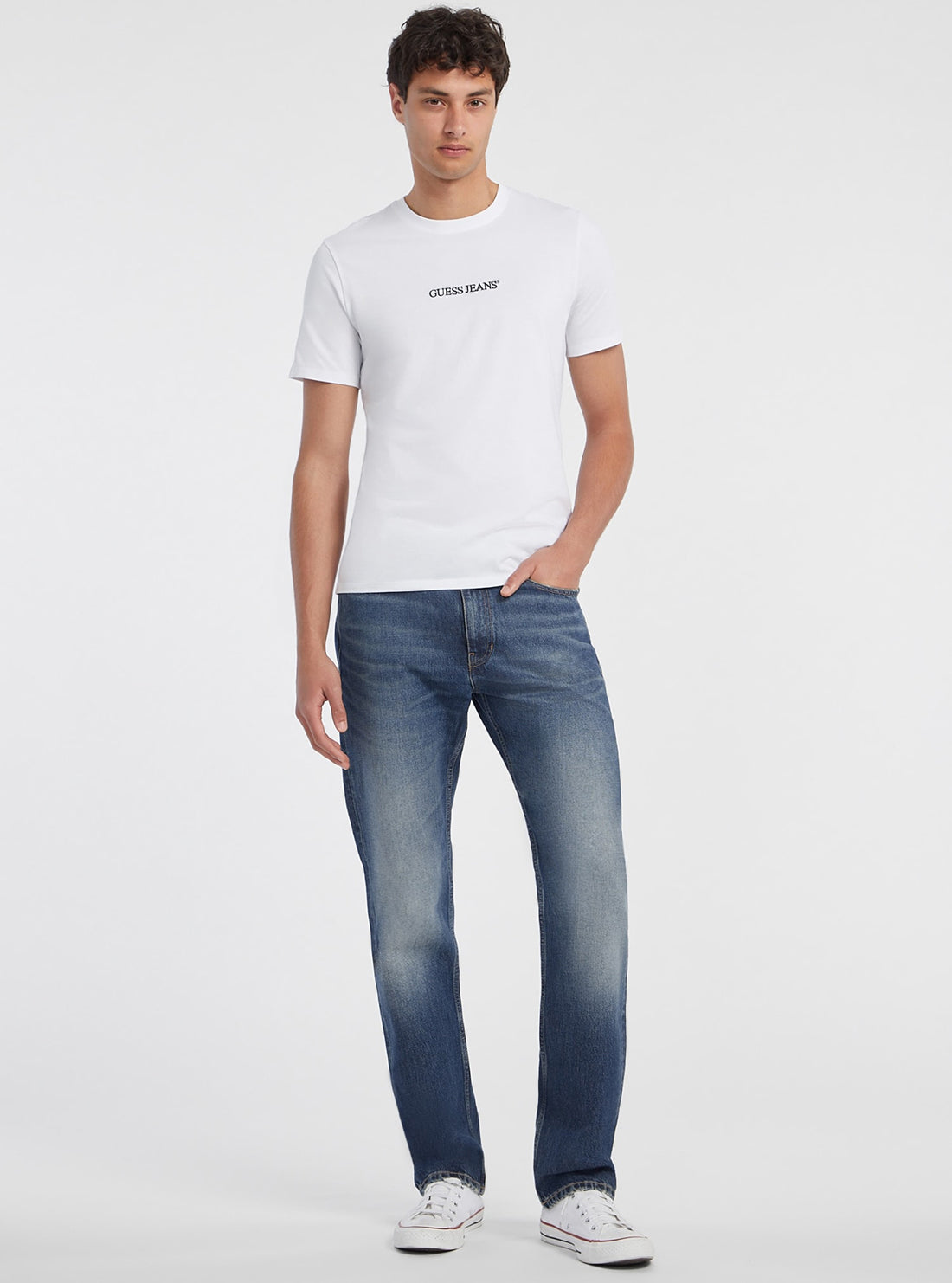 Guess Jeans White Slim Logo T-Shirt full view