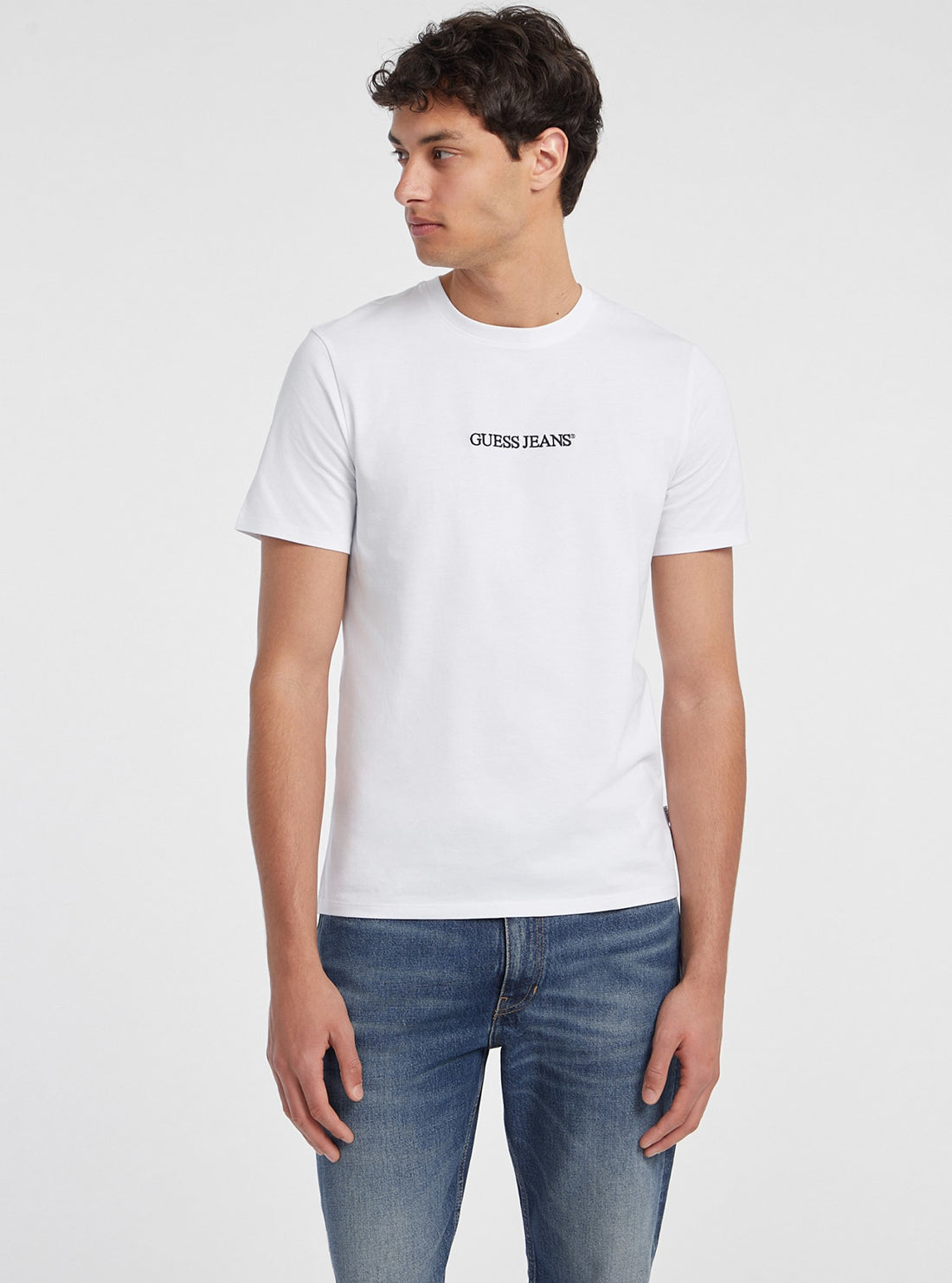 Guess Jeans White Slim Logo T-Shirt front view