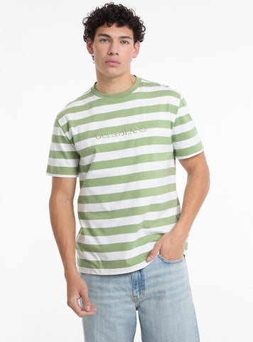 Guess Jeans Green Striped T-Shirt