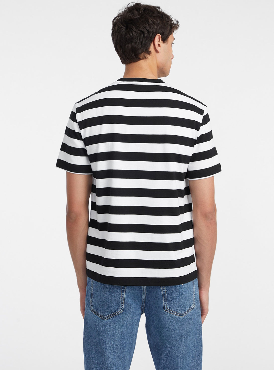 Guess Jeans Black White Striped T-Shirt back view