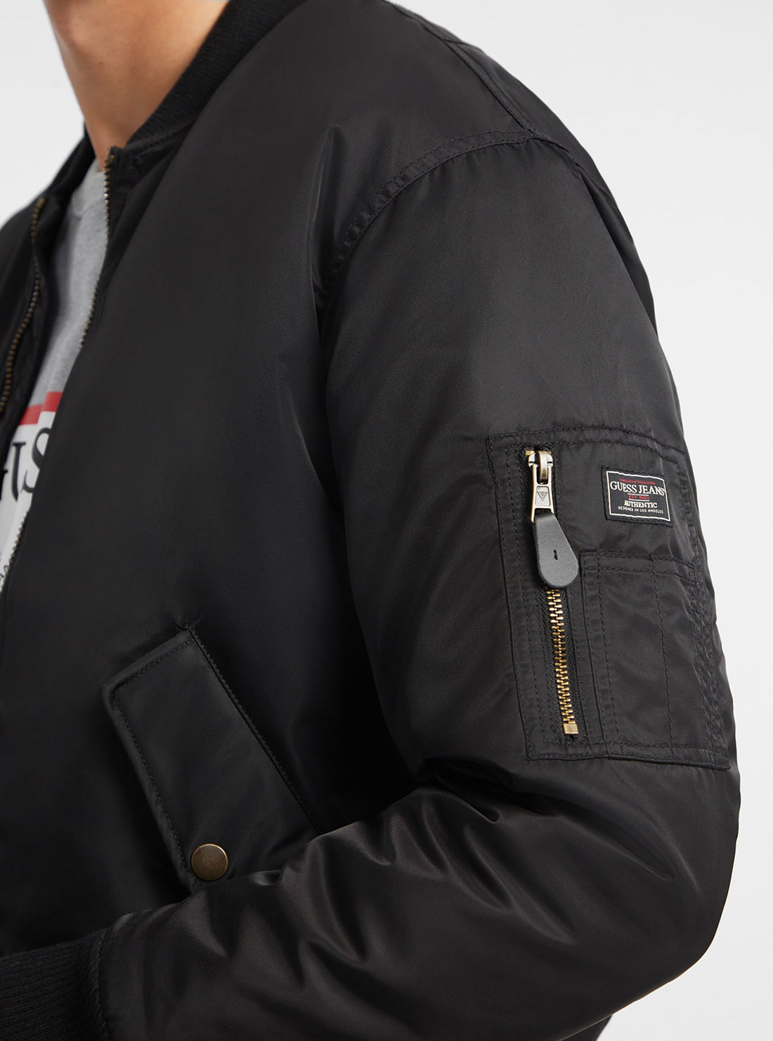 Guess Jeans Black Bomber Jacket detail view