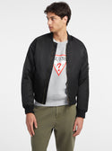 Guess Jeans Black Bomber Jacket front view