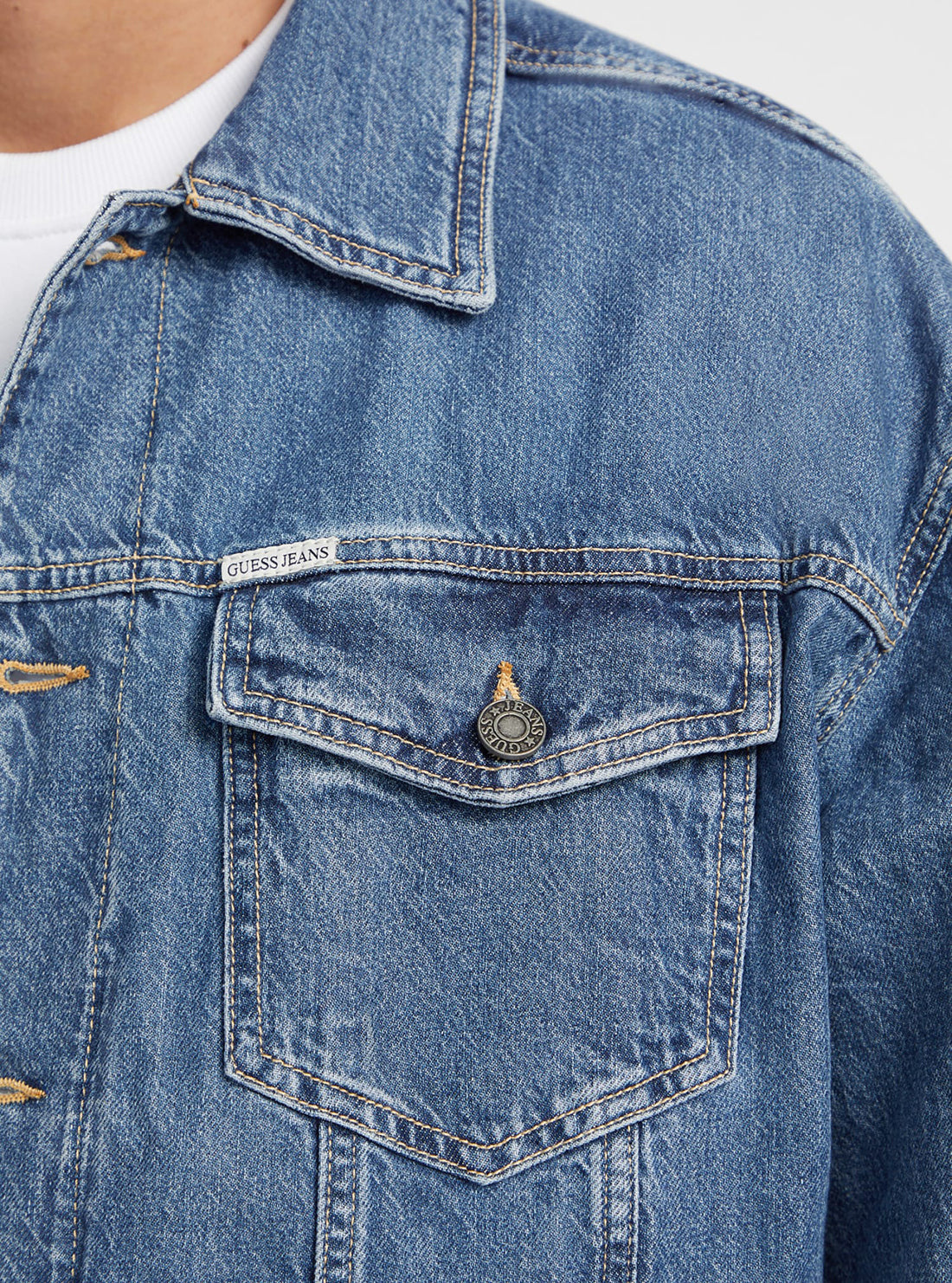 Guess Jeans Blue Oversize Trucker Jacket detail view